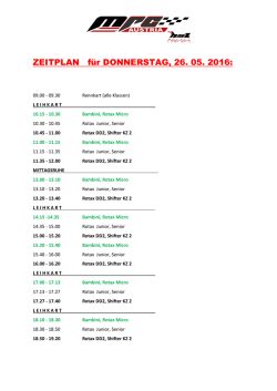ZEITPLAN für DONNERSTAG, 26. 05. 2016: