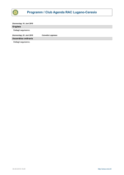 Programm / Club Agenda RAC Lugano