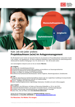 Kein Job wie jeder andere: Projektkaufmann (w/m) im
