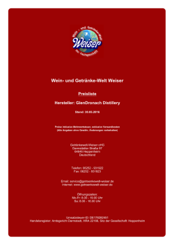 Preisliste für Hersteller: GlenDronach Distillery - und Getränke