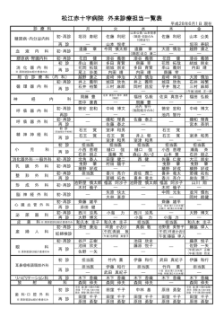 松江赤十字病院 外来診療担当一覧表
