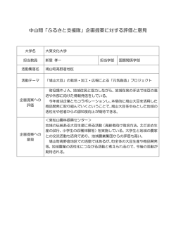 中山間「ふるさと支援隊」企画提案に対する評価と意見
