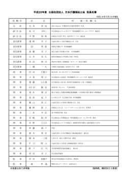 平成28年度 公益社団法人日本介護福祉士会役員名簿