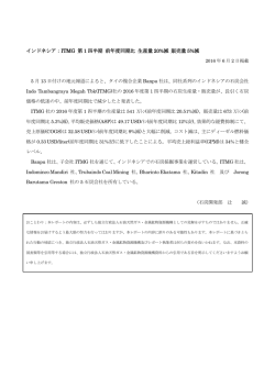ITMG 第 1 四半期 前年度同期比 生産量 20%減 販売量