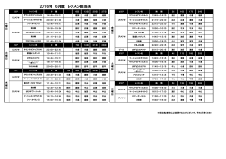 2016年 6月度 レッスン担当表