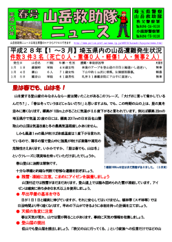 平成28年【1 ～3月】埼玉県内の山岳遭難発生状況 件数3