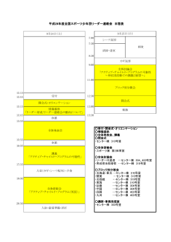 平成28年度全国スポーツ少年団リーダー連絡会 日程表