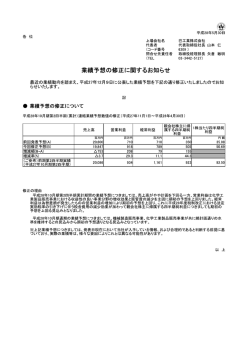業績予想の修正に関するお知らせ