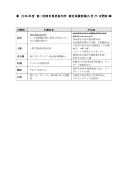 2016 年度 第一回東京商品取引所 検定試験会場（5 月 24 日更新）