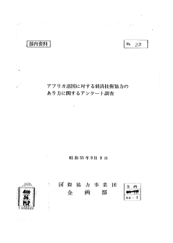 Page 1 No 23 アフリカ諸国に対する経済技術協力の あり方に関する