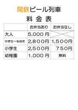 関鉄ビール列車 料 金 表