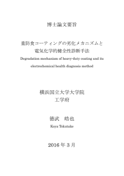 博士論文要旨 横浜国立大学大学院 工学府 徳武 皓也 2016 年 3 月