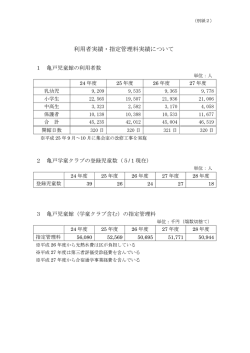別紙2 利用者実績・指定管理料実績について
