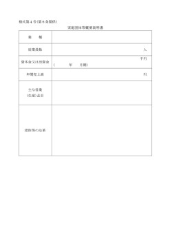 様式第4号(第6条関係) 実施団体等概要説明書 業 種 従業員数 人 資本