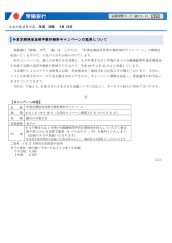 外貨定期預金為替手数料無料キャンペーンの延長について