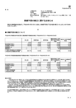 業績予想の修正に関するお知らせ