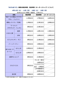 H28 各店舗 営業時間