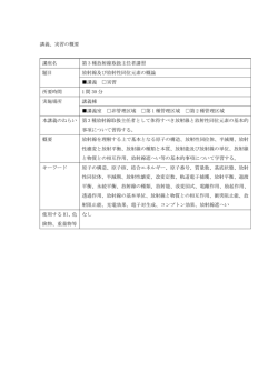 講義、実習の概要 講座名 第 3 種放射線取扱主任者講習 題目 放射線