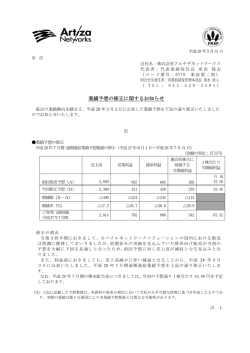 業績予想の修正に関するお知らせ
