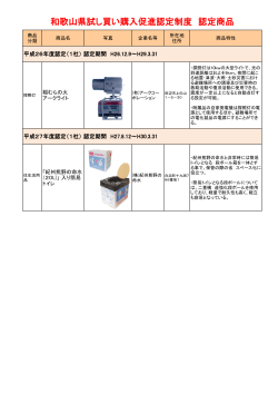 和歌山県試し買い購入促進認定制度 認定商品
