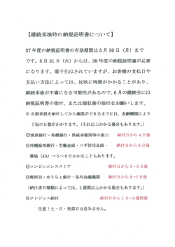 継続車検時の納税証明書について