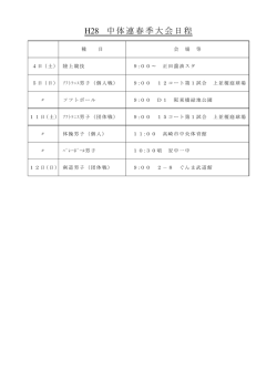 H28 中体連春季大会日程