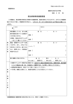 宿泊研修事前健康調査 病名（ ） 症状（ ） ） 症状（ ） 対応（ ）