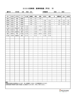 3000系車両 発車時刻表（平日） 19