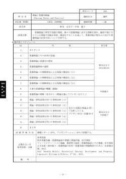 － 31 － 科目コード 204 科 目 名 理論と看護実践論 （Nursing Theory