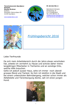 2016 Frühlingsbericht - Tierschutzverein Djurdjevo Schweiz