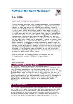 NEWSLETTER CVJM-Münsingen Juni 2016
