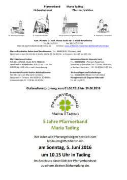 Gottesdienstordnung für Hohenlinden Juni 2016