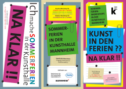 Anmeldung Sommerferien-Workshops - Kunsthalle