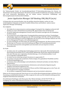 Junior Application Manager SAP Banking CML/BA/FI (m