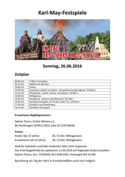 Im Tal des Todes - Zeitplan