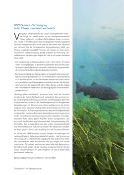 Editorial FIBER-Seminar &laquo;Fischr&uuml;ckgang in der Schweiz &ndash; wo