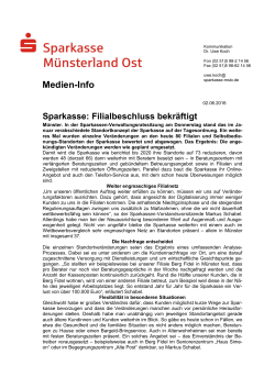 Filialbeschluss bekräftigt - Sparkasse Münsterland Ost
