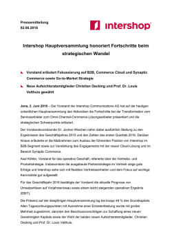Intershop Hauptversammlung honoriert Fortschritte