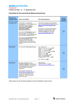 Page 1 Frankfurt am Main, 13. – 17. September 2016 Checkliste für