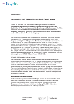 Jahresbericht 2015: Wichtige Weichen f&uuml;r die Zukunft gestellt