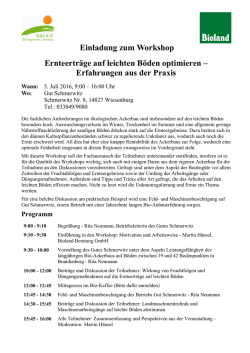 Einladung zum Workshop Ernteerträge auf leichten Böden