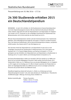 24 300 Studierende erhielten 2015 ein Deutschlandstipendium