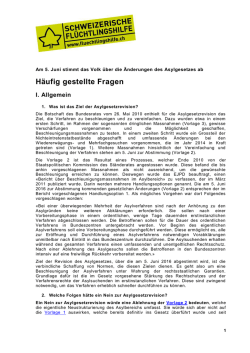 H&auml;ufig gestellte Fragen - JA zur Asylgesetzrevision am 5. Juni 2016