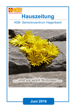 Hauszeitung - ASB Seniorenzentrum Hagenbach