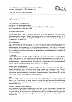 Grusswort Stadtpr&auml;sident Thun, Dr. Raphael Lanz