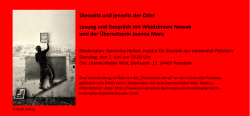 Diesseits und jenseits der Oder Lesung und Gespr&auml;ch mit