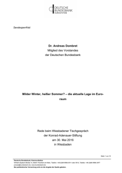 Dr. Andreas Dombrets Vortrag im Wortlaut