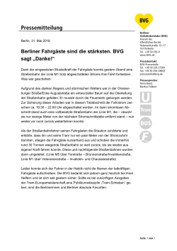 Pressemitteilung: Berliner Fahrgäste sind die stärksten. BVG sagt