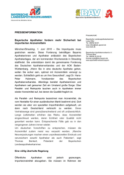 PRESSEINFORMATION Bayerische Apotheker fordern mehr