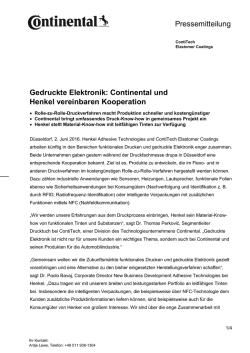 Gedruckte Elektronik: Continental und Henkel